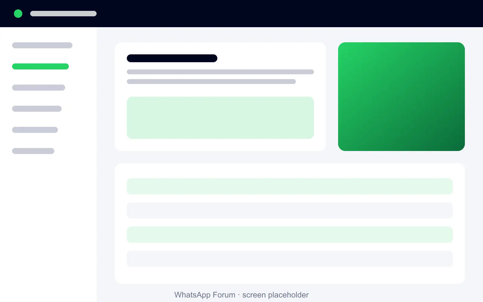 WhatsApp Forum dashboard showing topics and pinned messages